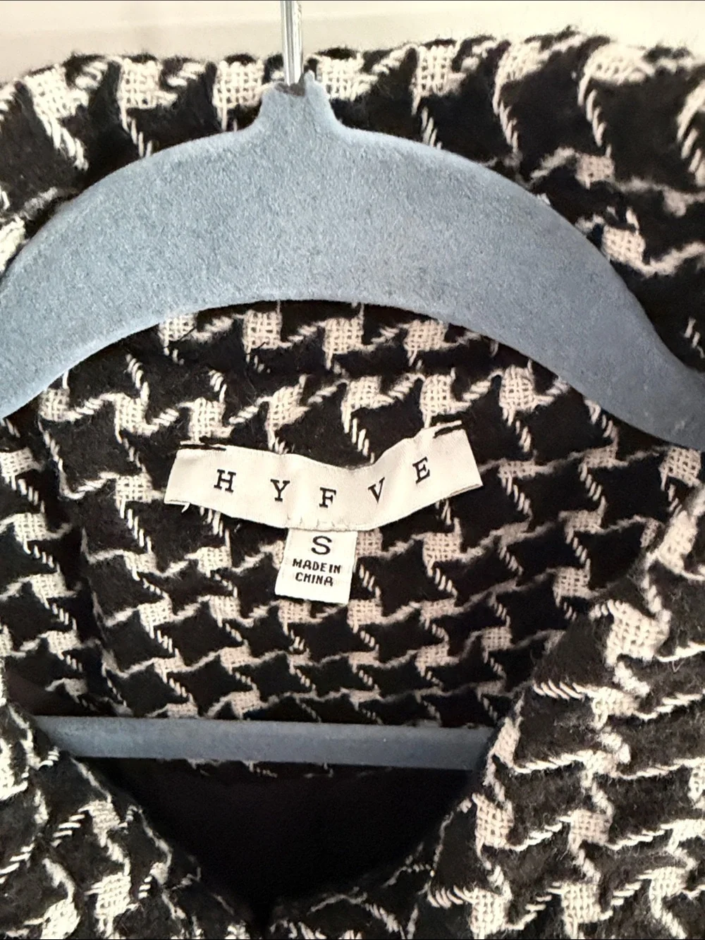 Houndstooth black and white button jacket with pockets